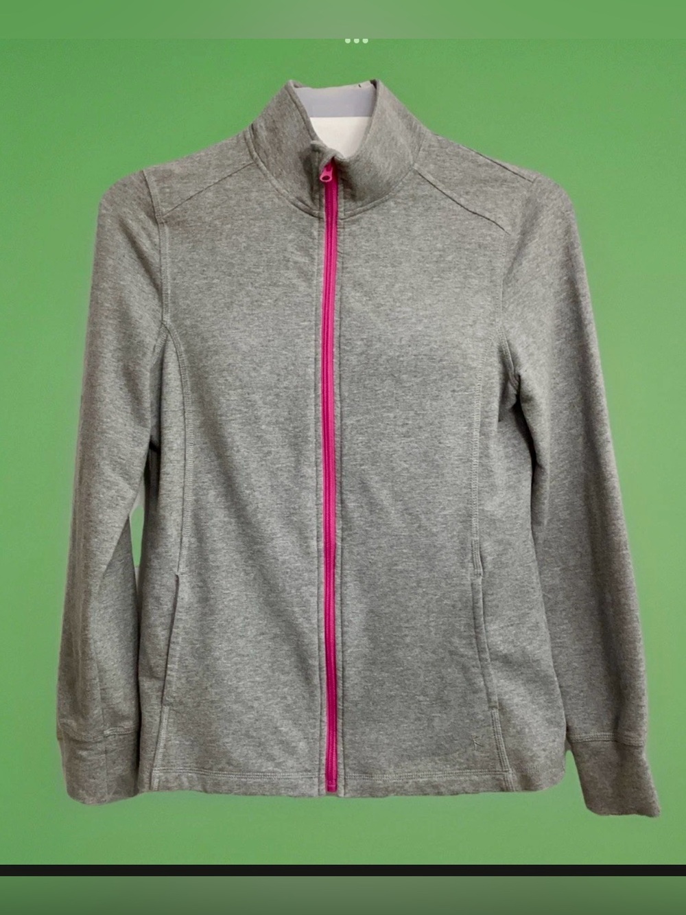 Danskin Now Gray Women's Zip-Front Jacket with Pink Trim - Medium